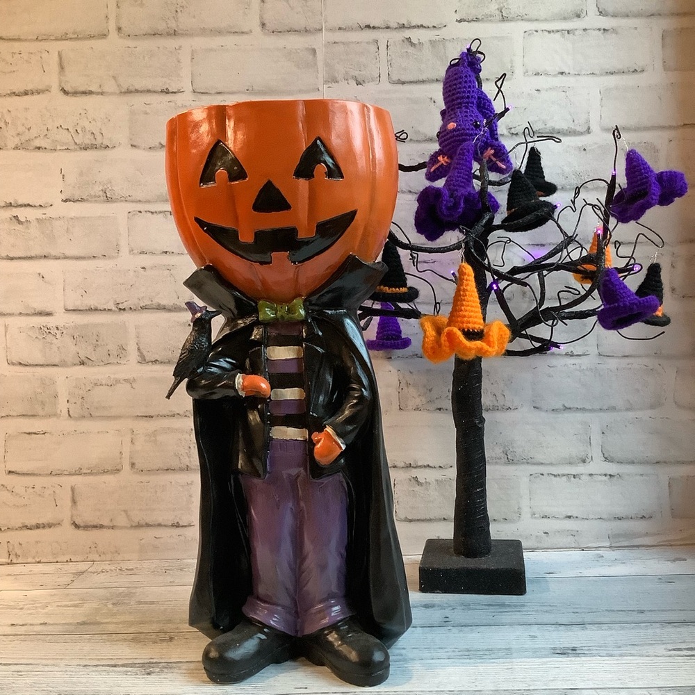 TOIL AND TROUBLE 17.25in Pumpkin Man Candy Bowl